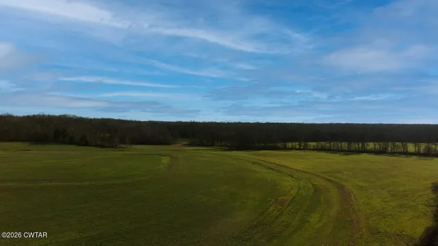 a view of a field with an ocean