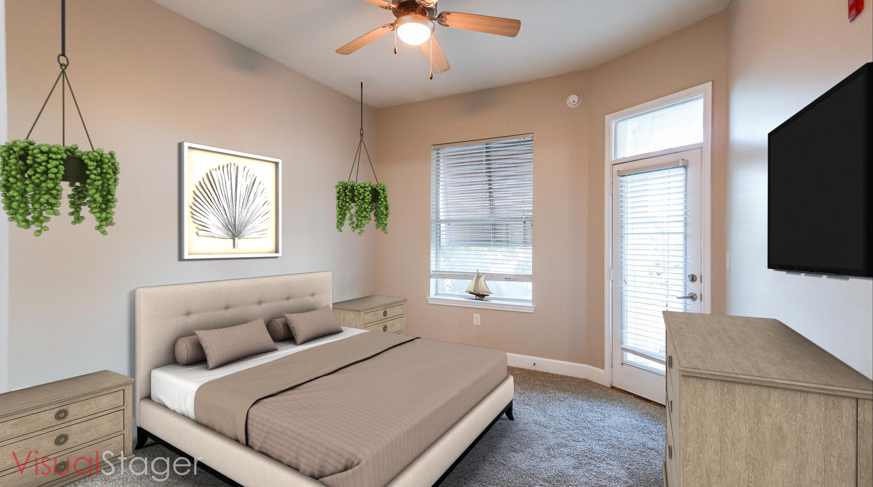 8700 Front Beach Road, Unit 1311 Panama City Beach, FL 32407 - Photo 42 of 65 a bedroom with a bed and a flat screen tv