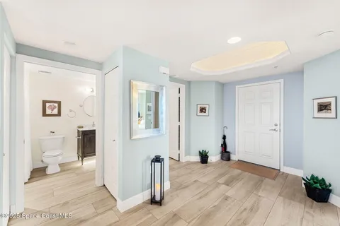 a view of a city and ocean view