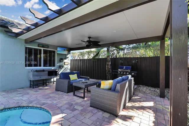 a house view with a garden space