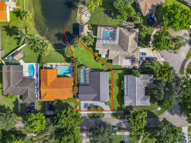 an aerial view of a house