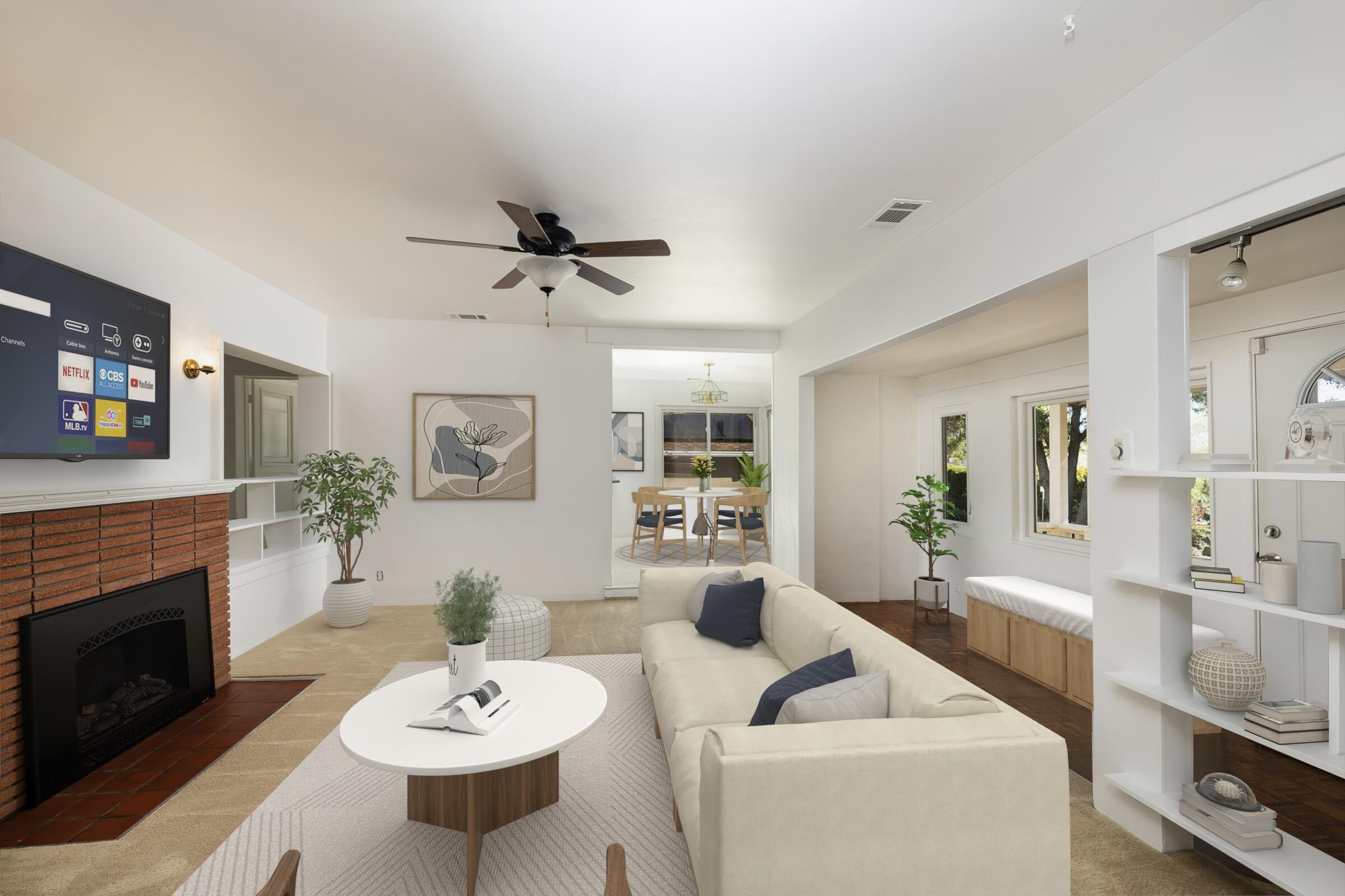 520 San Onofre Road Santa Barbara, CA 93105 - Photo 9 of 33 Living Room to Kitchen Virtually Staged