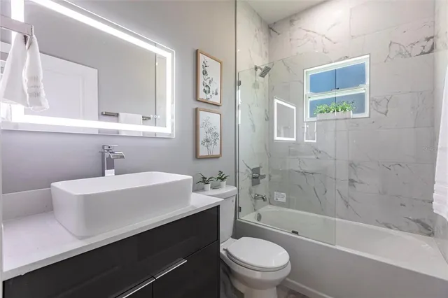 a bathroom with a bathtub