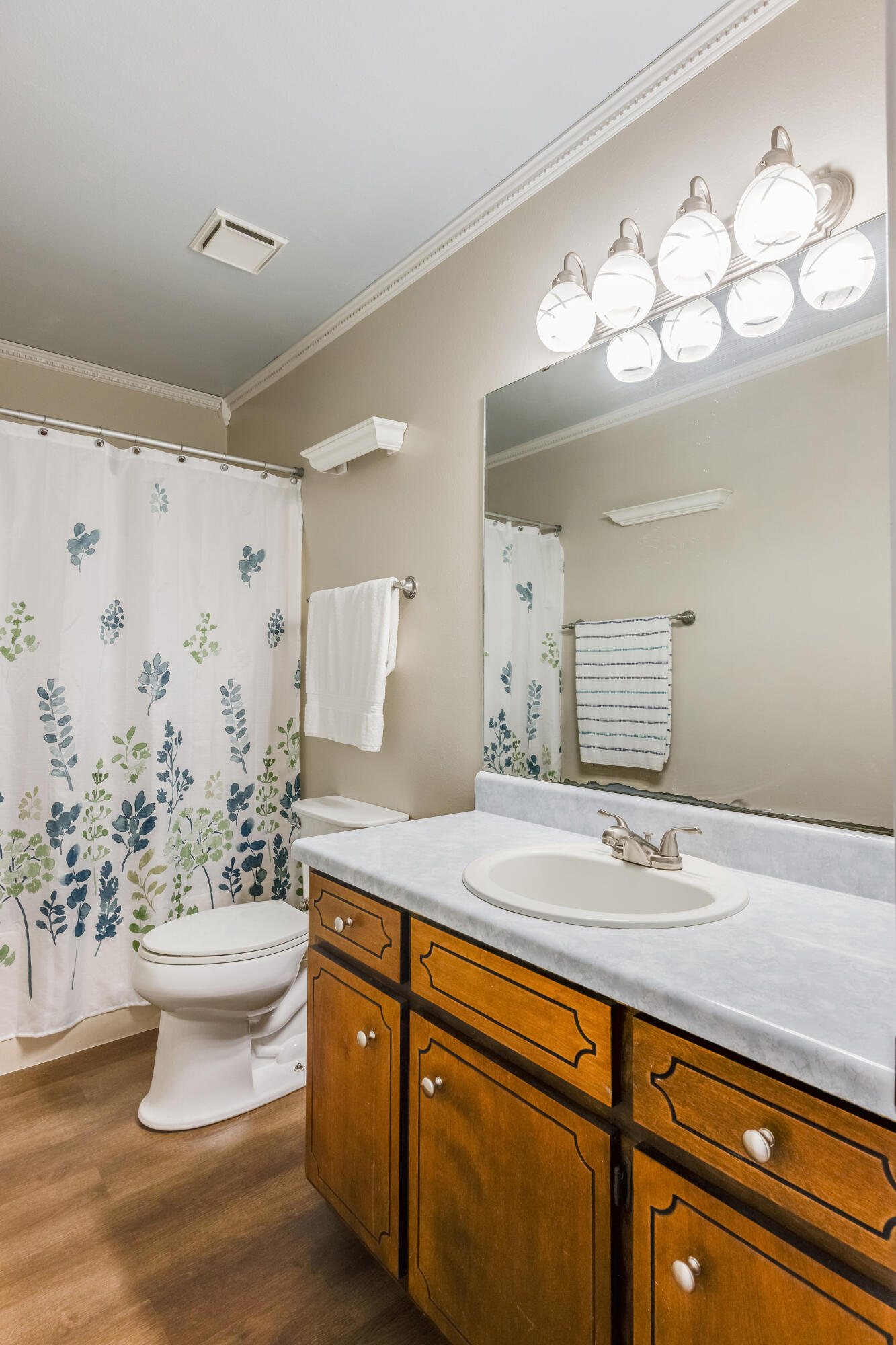 5892 Jack Stokes Road Baker, FL 32531 - Photo 28 of 49 a bathroom with a sink a toilet and a mirror