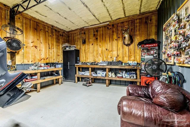 a view of a garden with a lake