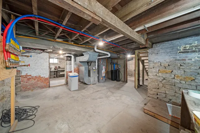 a utility room with gym equipment