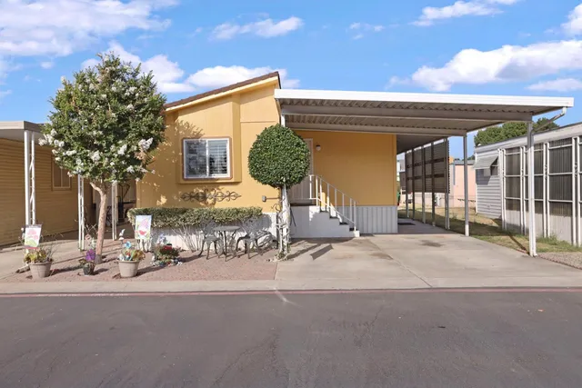 a view of a building with a street