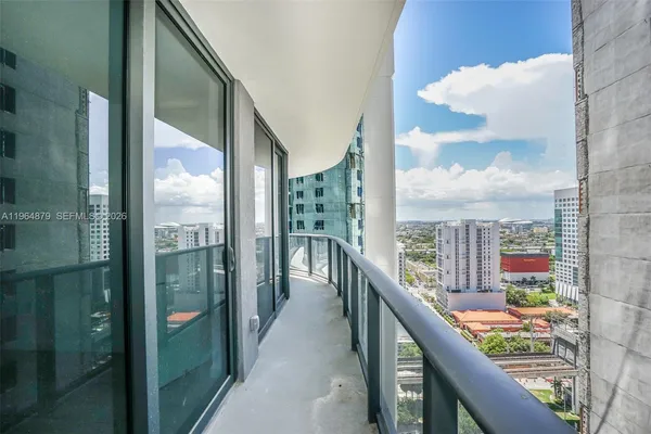 a balcony with street view