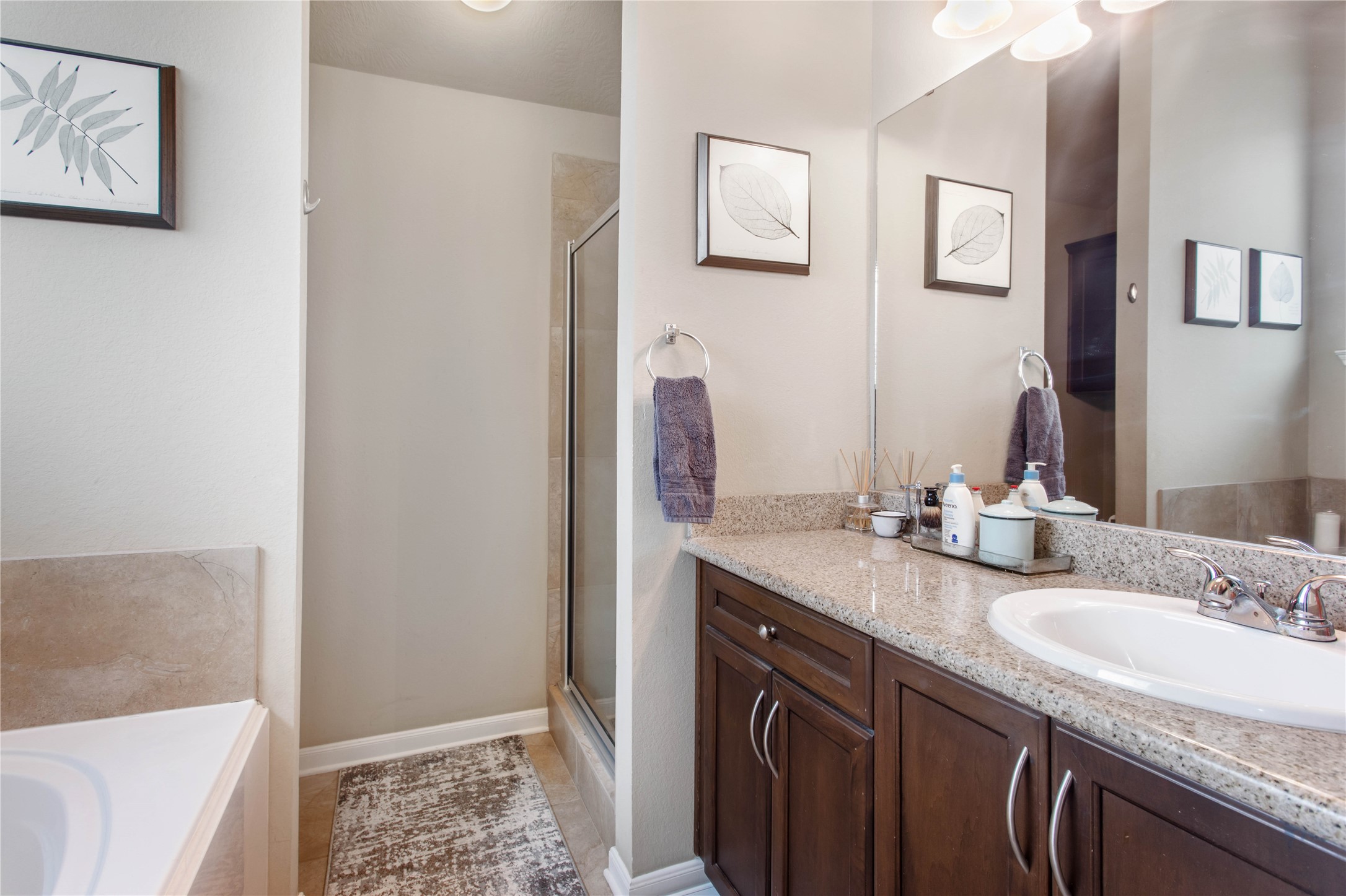 15416 Baker Meadow Loop College Station, TX 77845 - Photo 9 of 26 a bathroom with a granite countertop sink and a mirror