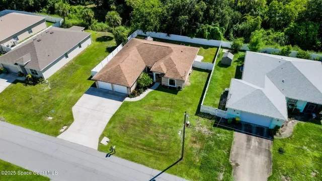 an aerial view of a house