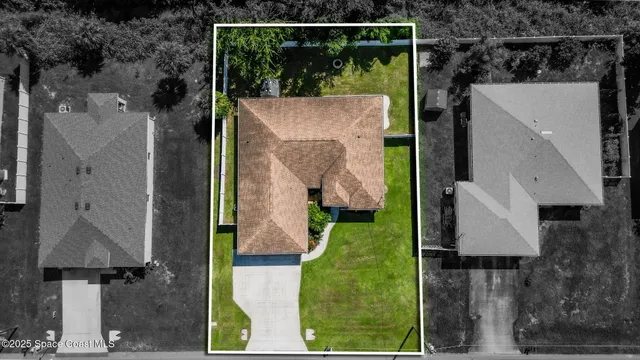 an aerial view of a house