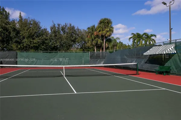 a view of a park with a slide