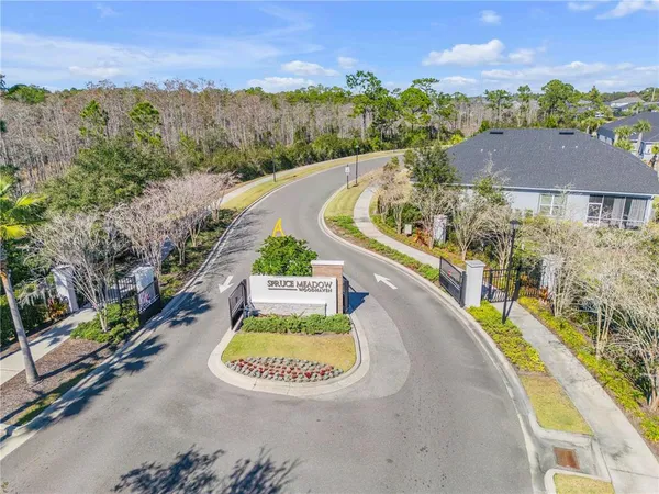 an aerial view of a house