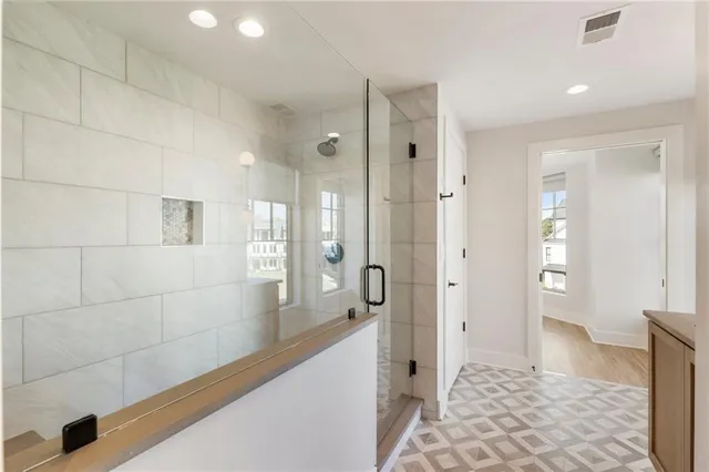 a bathroom with a shower