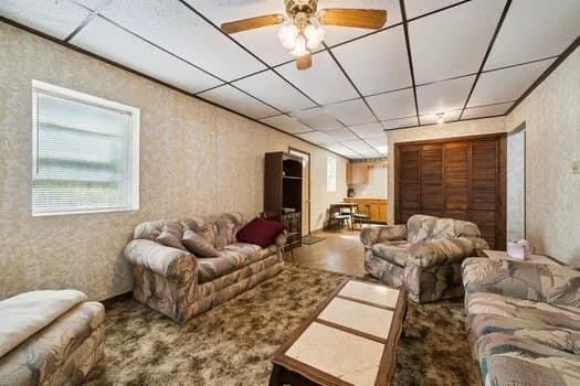 a living room with furniture