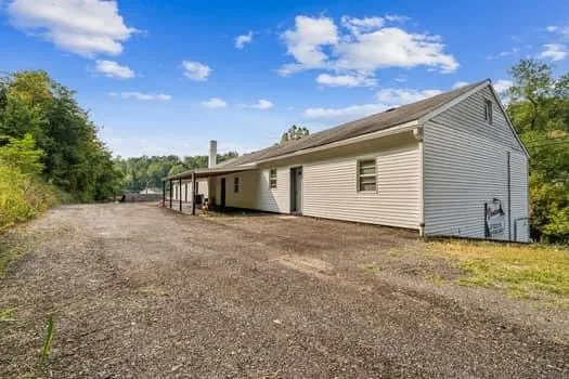 a view of a house with a backyard