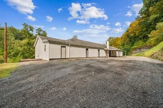 a view of a house with a backyard