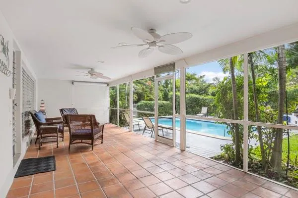 a building outdoor space with patio furniture