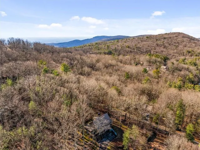 a view of a city with mountain