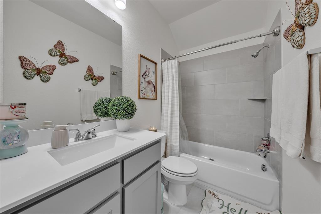 228 Palo Duro Bend Rhome, TX 76078 - Photo 13 of 35 a bathroom with a sink a toilet and a bathtub