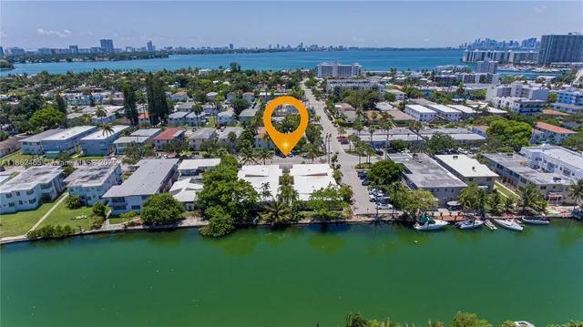an aerial view of houses with outdoor space
