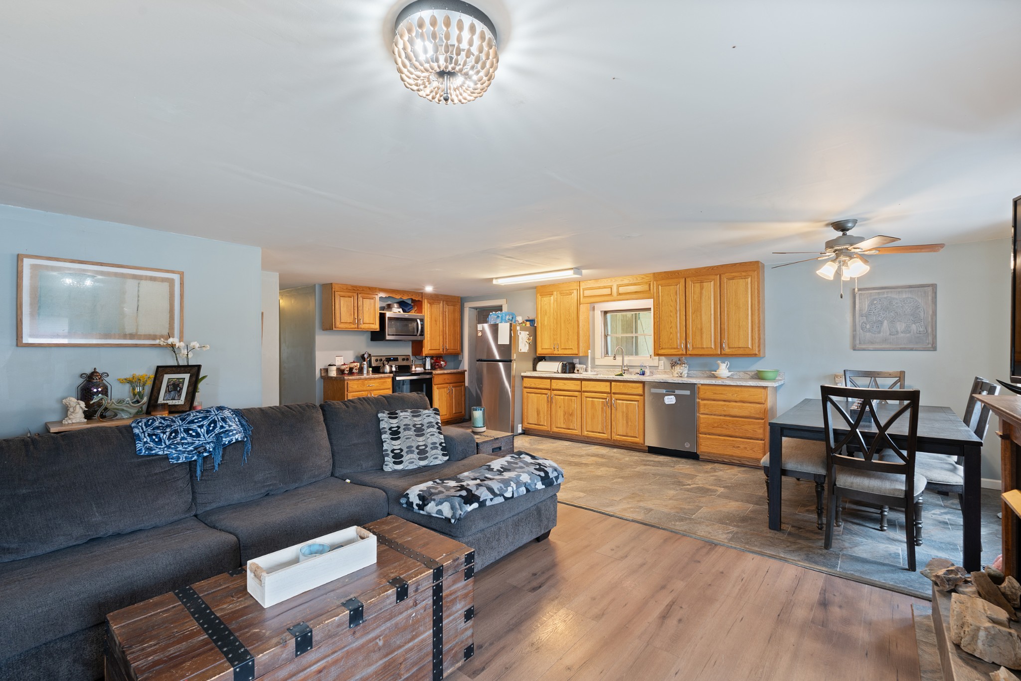 121 Deer Creek Road McEwen, TN 37101 - Photo 20 of 35 a living room with furniture kitchen view and a wooden floor