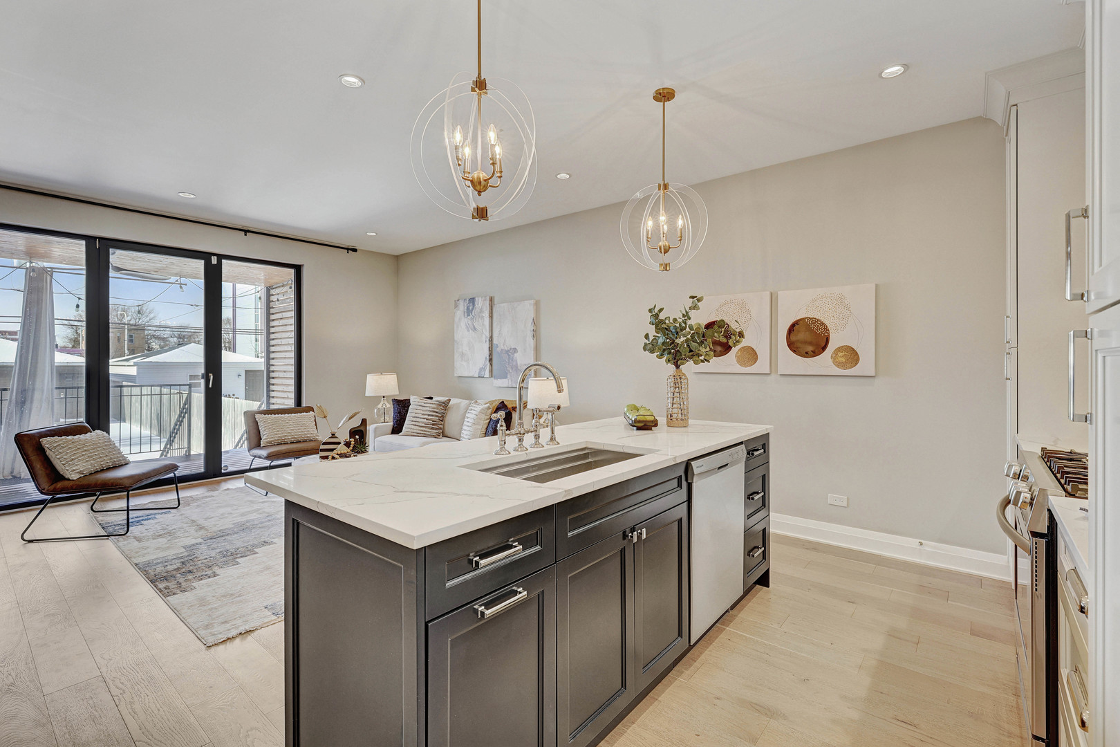 3406 North Keating Avenue Chicago, IL 60641 - Photo 9 of 30 a kitchen with a sink a counter top space appliances and cabinets