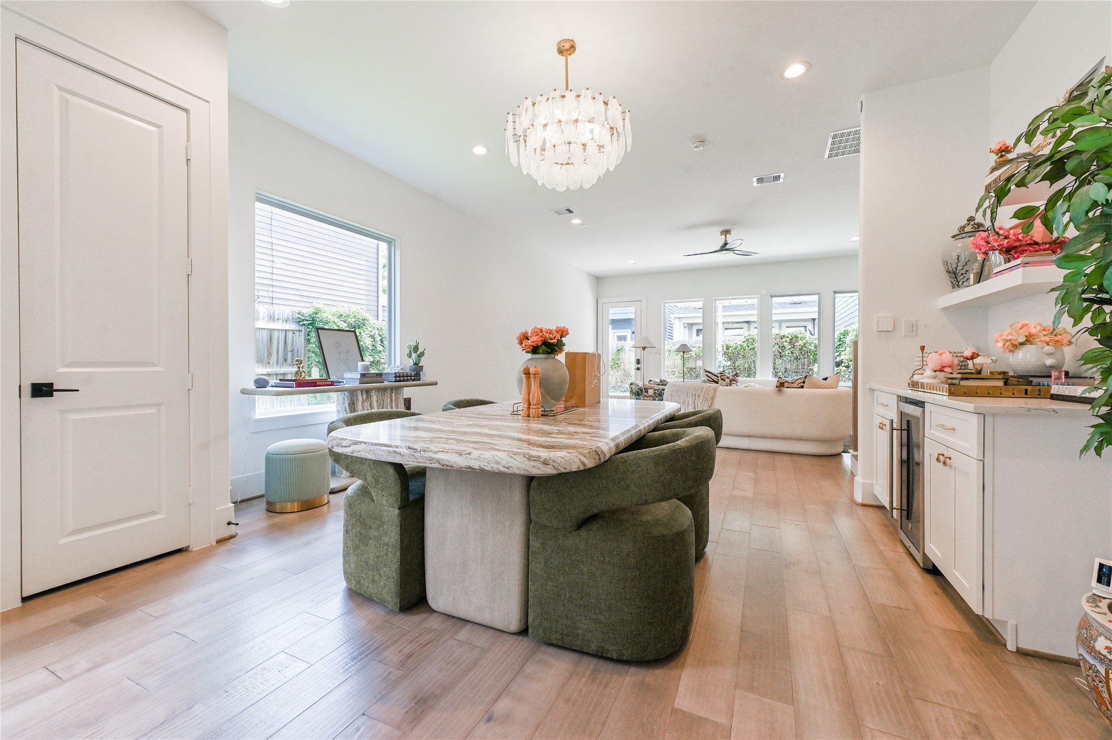 5233 Darling Street Houston, TX 77007 - Photo 8 of 34 a kitchen with stainless steel appliances granite countertop a stove and a wooden floor