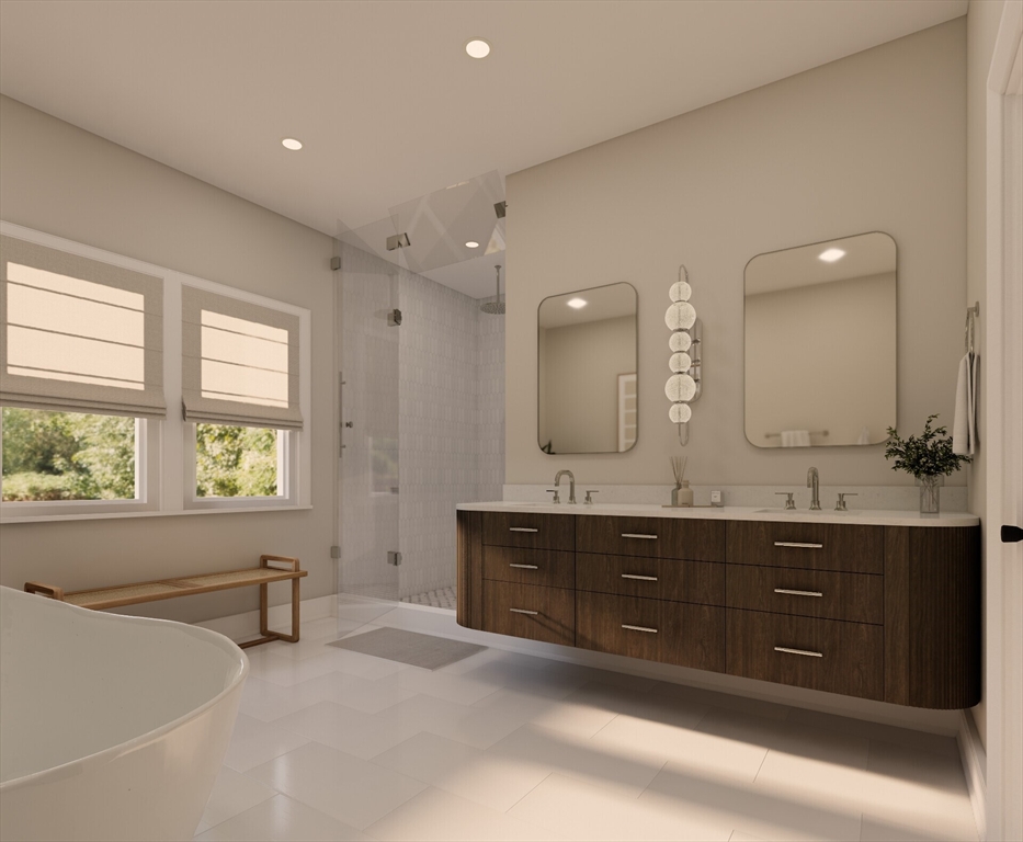 28 Parker Road Wellesley, MA 02482 - Photo 6 of 32 a spacious bathroom with double vanity and a large mirror