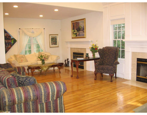 43 Newbrook Circle Newton, MA 02467 - Photo 6 of 14 a living room with furniture a fireplace and a dining table with wooden floor