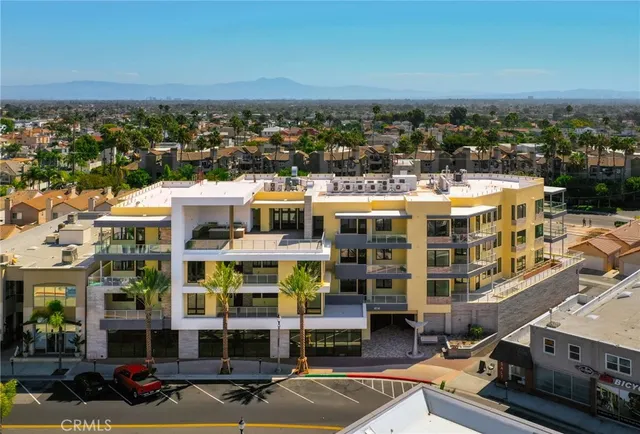 a large building with a city view