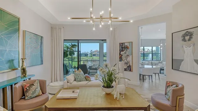 a large living room with a large window