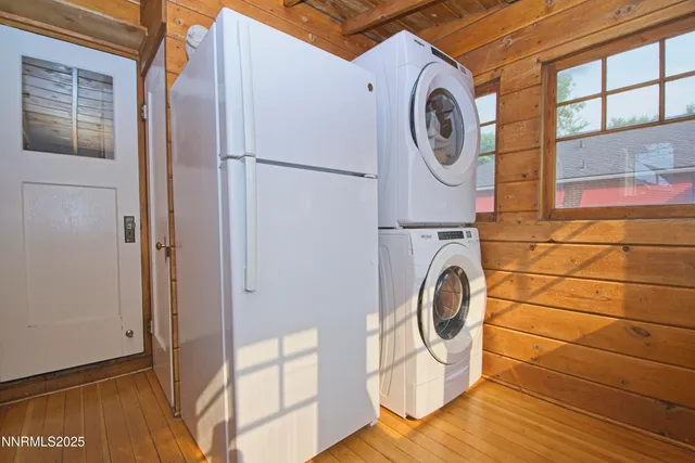 a utility room with dryer and washer