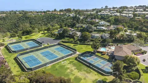 a view of a swimming pool with a yard