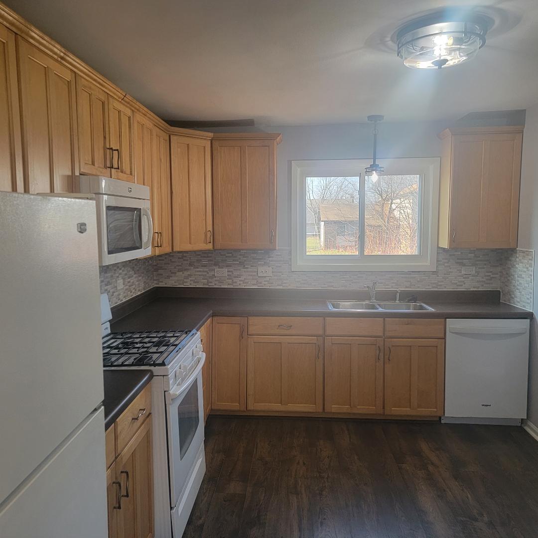 217 Pheasant Road Matteson, IL 60443 - Photo 8 of 27 a kitchen with granite countertop cabinets stainless steel appliances a sink and wooden floor