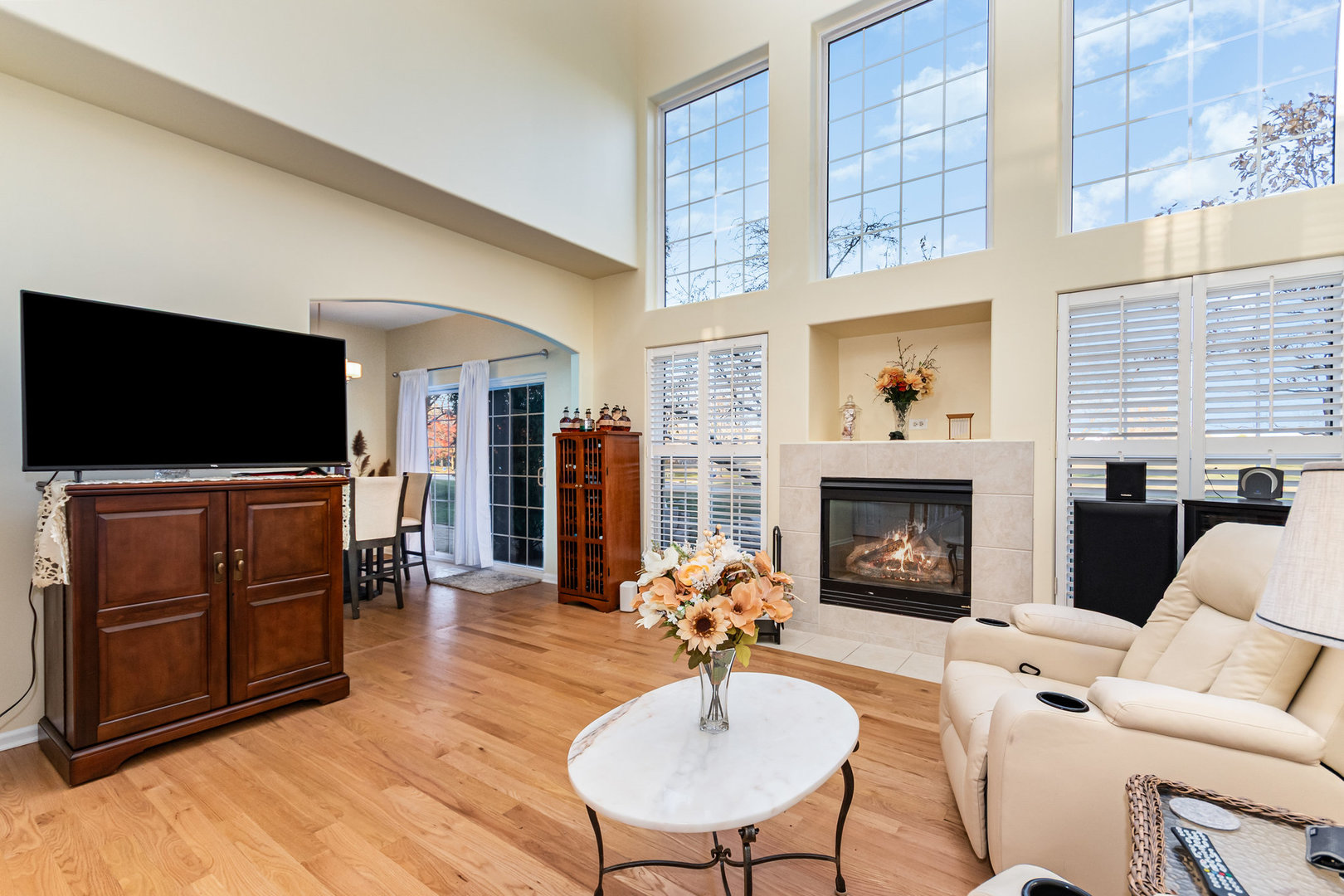 8 Lily Court Bolingbrook, IL 60440 - Photo 4 of 33 a living room with furniture a flat screen tv and a fireplace