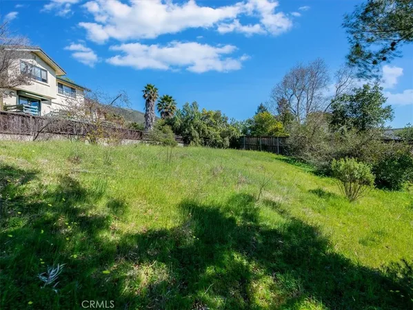 a view of a big yard with lots of green space and mountain view
