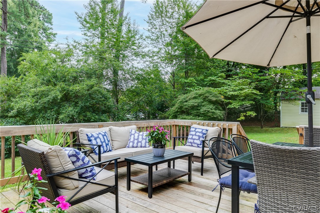 1313 Foster Road Richmond, VA 23226 - Photo 25 of 26 Wonderful new deck built in 2020 overlooks large f