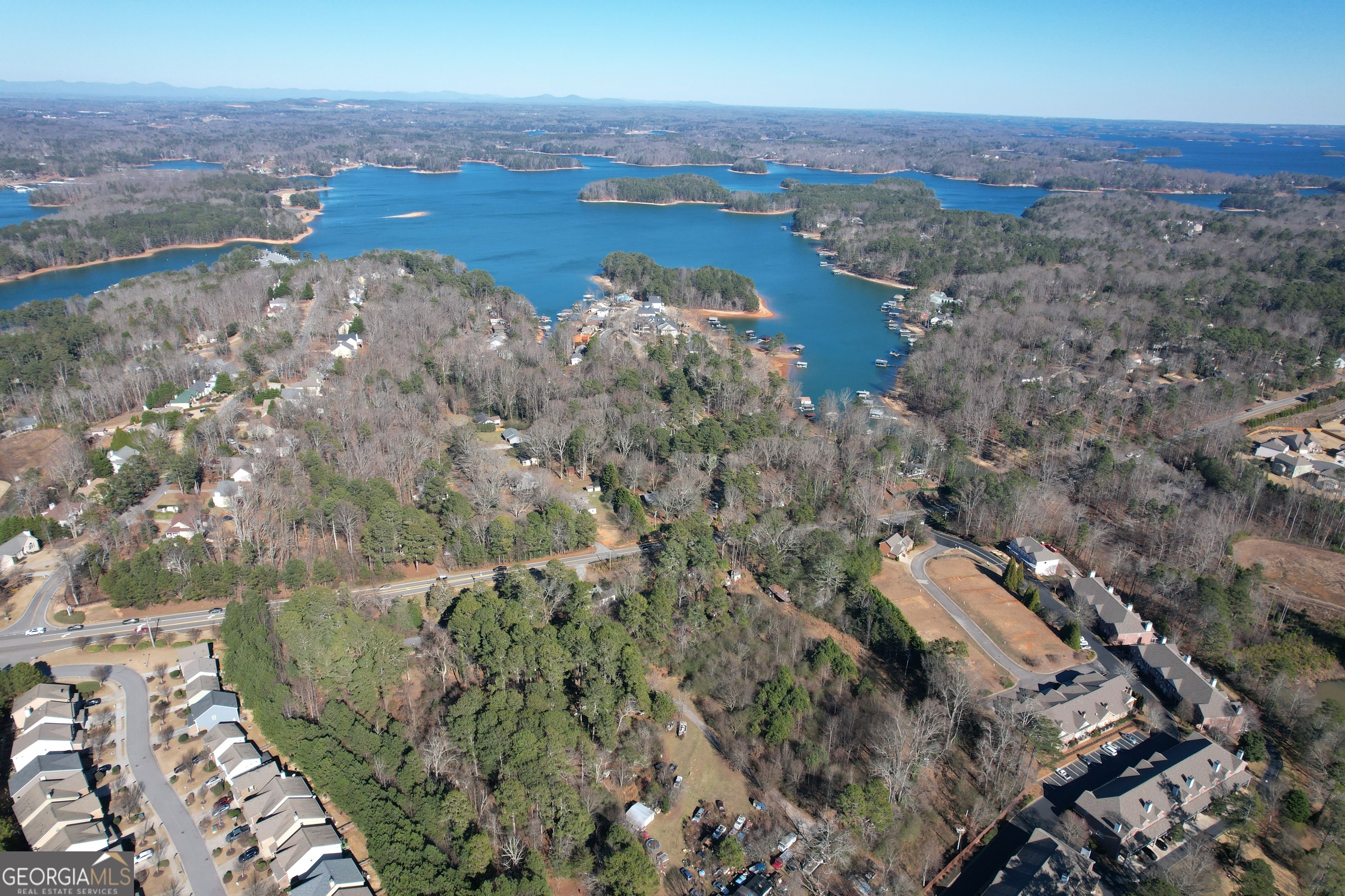 1740 Buford Dam Road Cumming, GA 30041 - Photo 11 of 17 an aerial view of a house with a lake