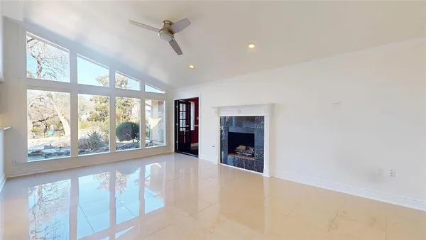 a view of a living room and a window