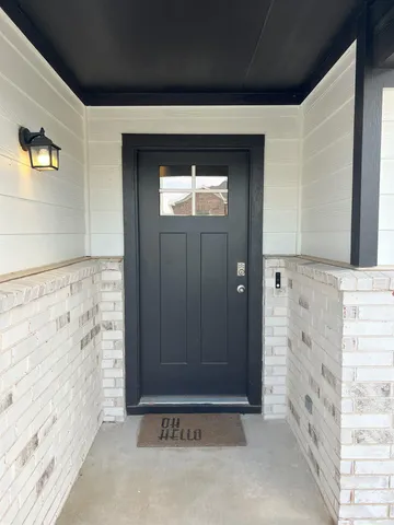 a view of wooden door