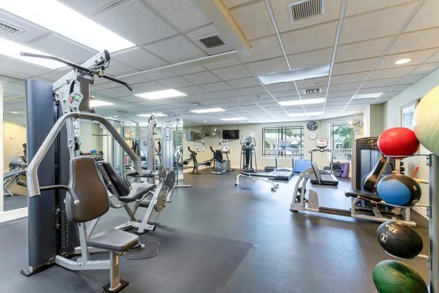 a view of a room with gym equipment