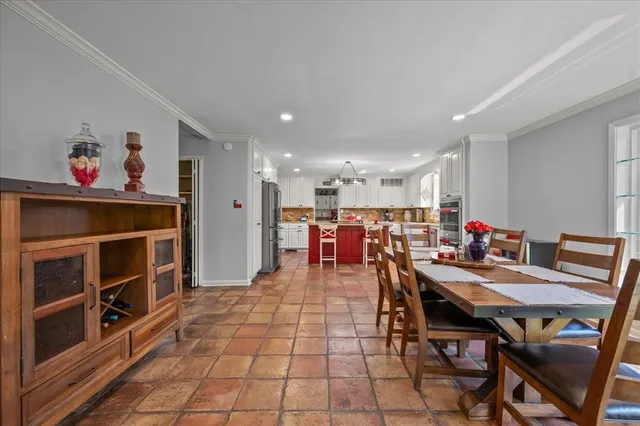 a view of a dining area with furniture