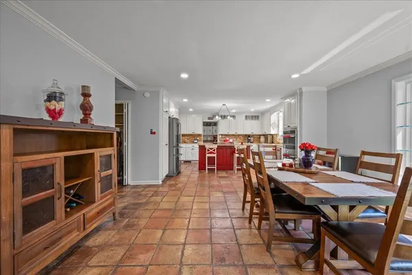 a view of a dining area with furniture