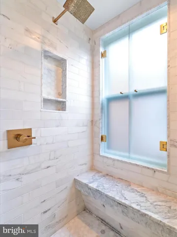 a bathroom with a window