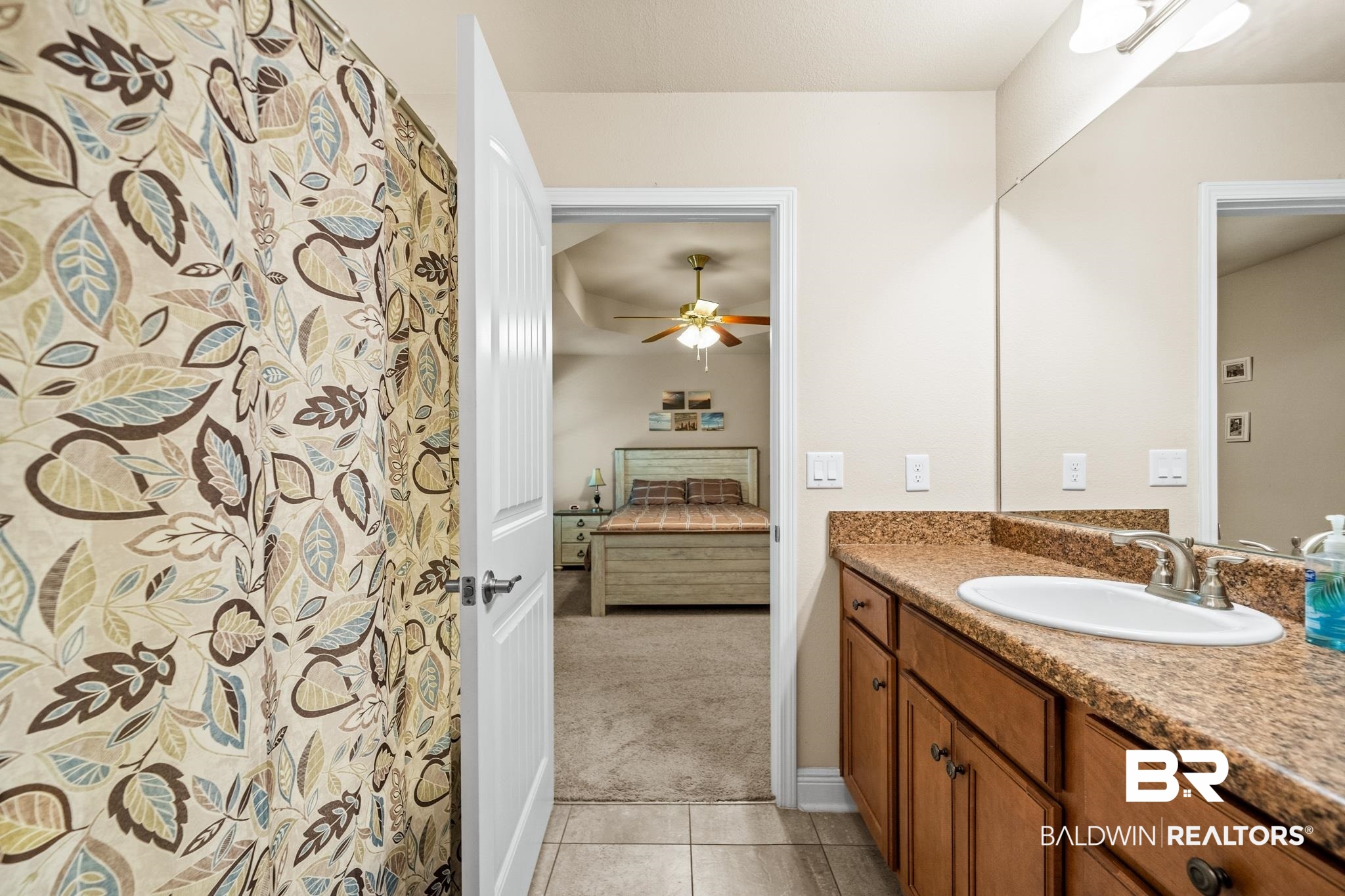 17069 Russet Court Foley, AL 36535 - Photo 14 of 27 Bathroom with ceiling fan, vanity, and tile patterned floors
