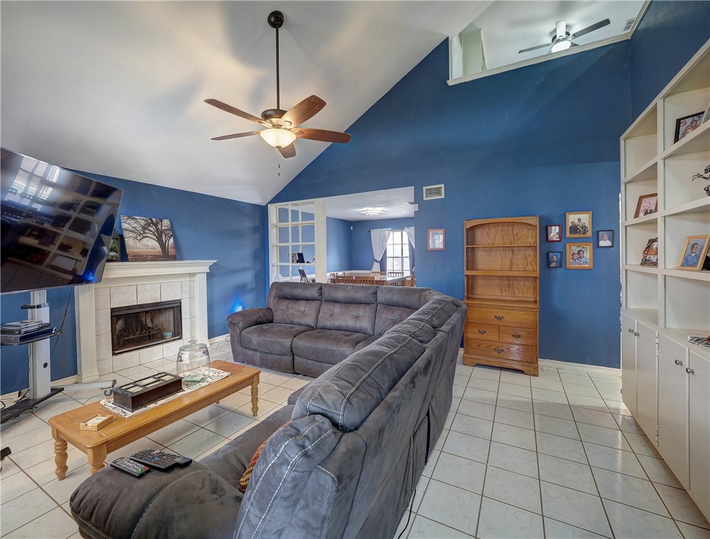 7210 St James Court Corpus Christi, TX 78413 - Photo 3 of 26 Living room with fireplace!