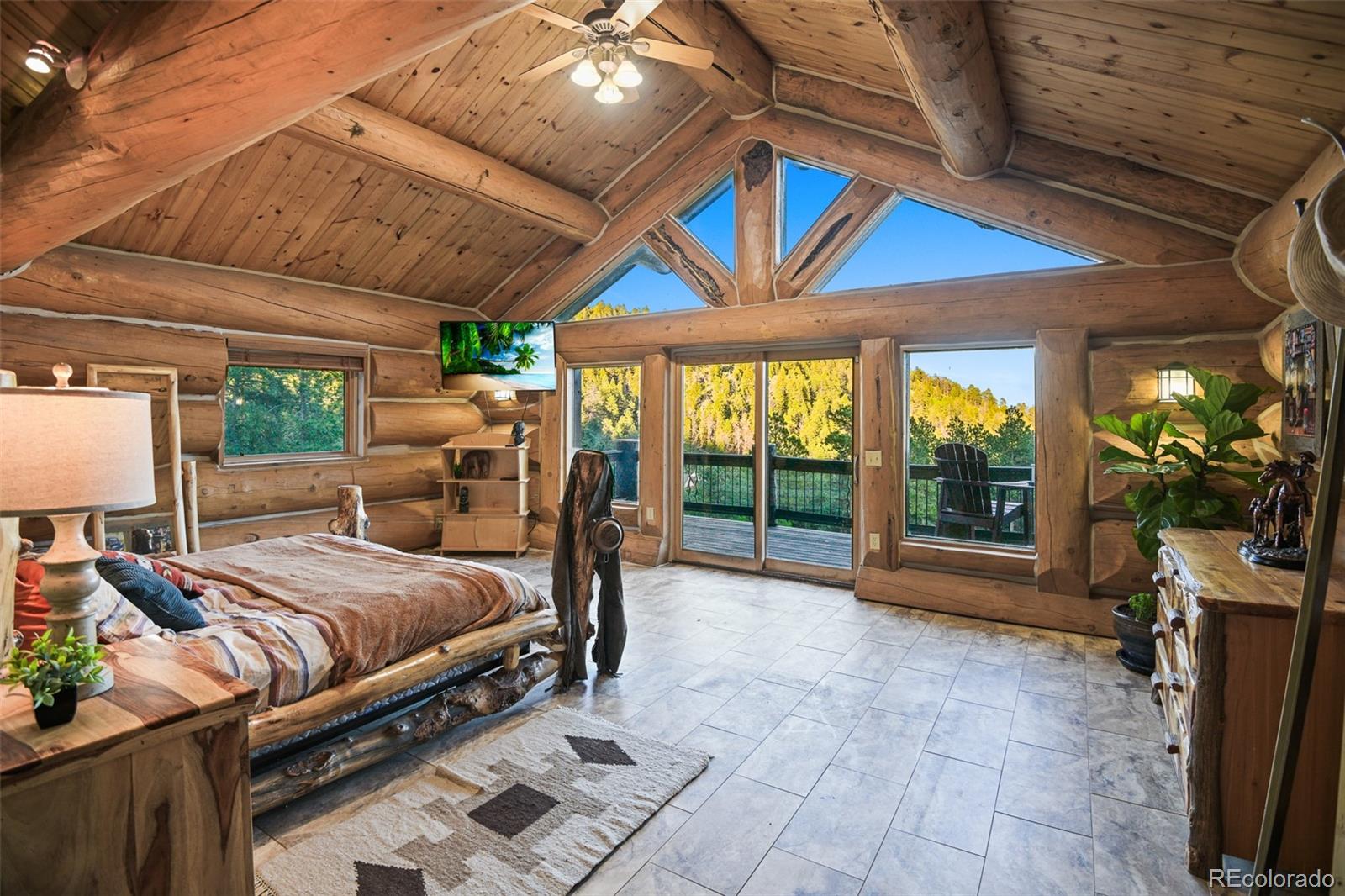 13434 Baird Road Conifer, CO 80433 - Photo 16 of 36 a bed room with a bed and a television