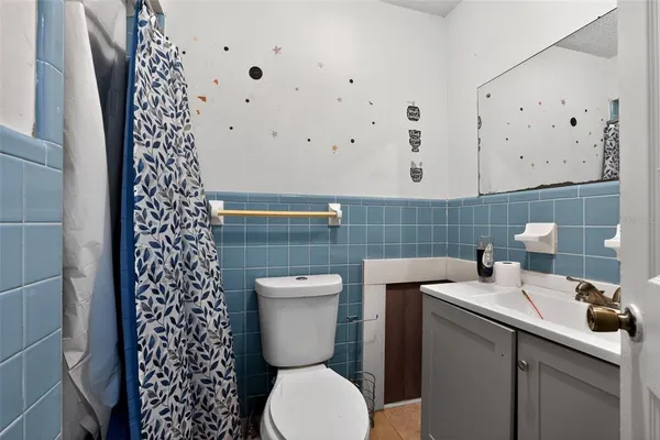 a bathroom with a toilet a sink and a mirror