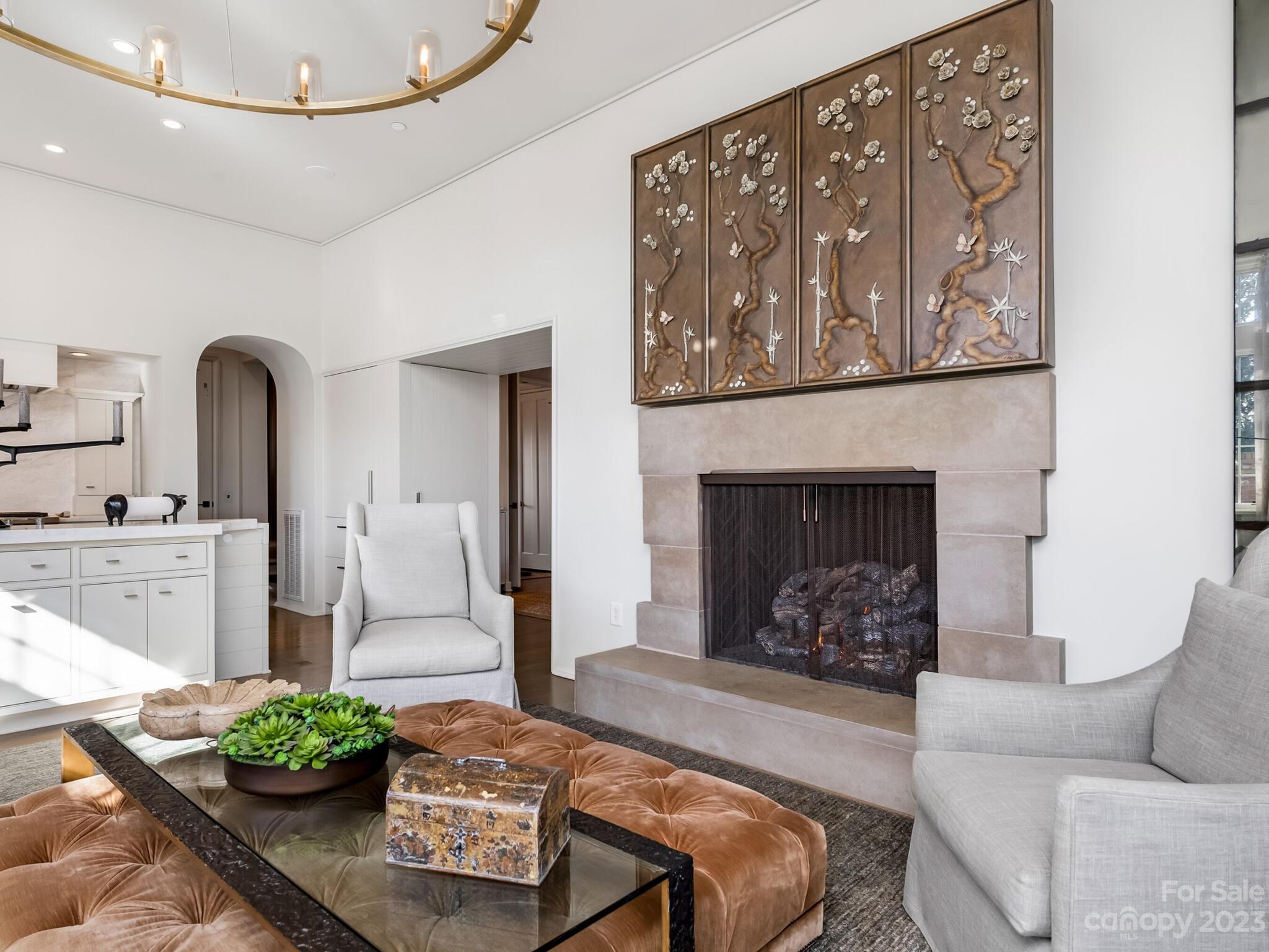 1200 Queens Road Charlotte, NC 28207 - Photo 15 of 42 a living room with furniture and a fireplace